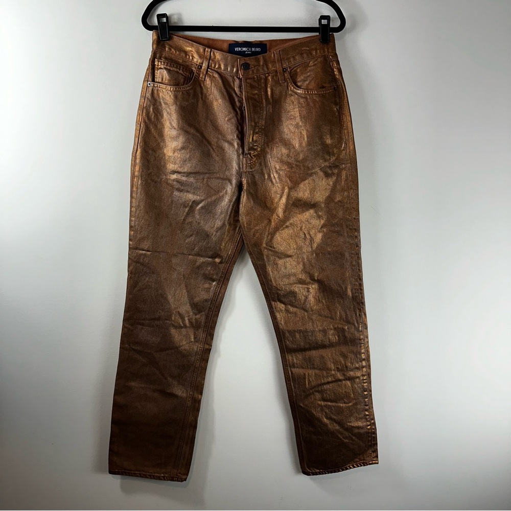 Veronica Beard Daniela Straight Leg High Rise Jeans in Bronze Women Size 30 NWT
